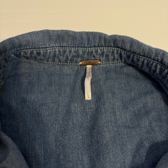 Free People Rivet Blue Denim Jean Chambray Long Sleeve Romper Large - Picture 5 of 11